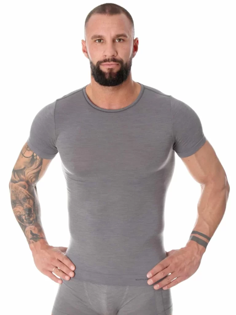 COMFORT WOOL Férfi rövid ujjú gyapjú póló - Szürke