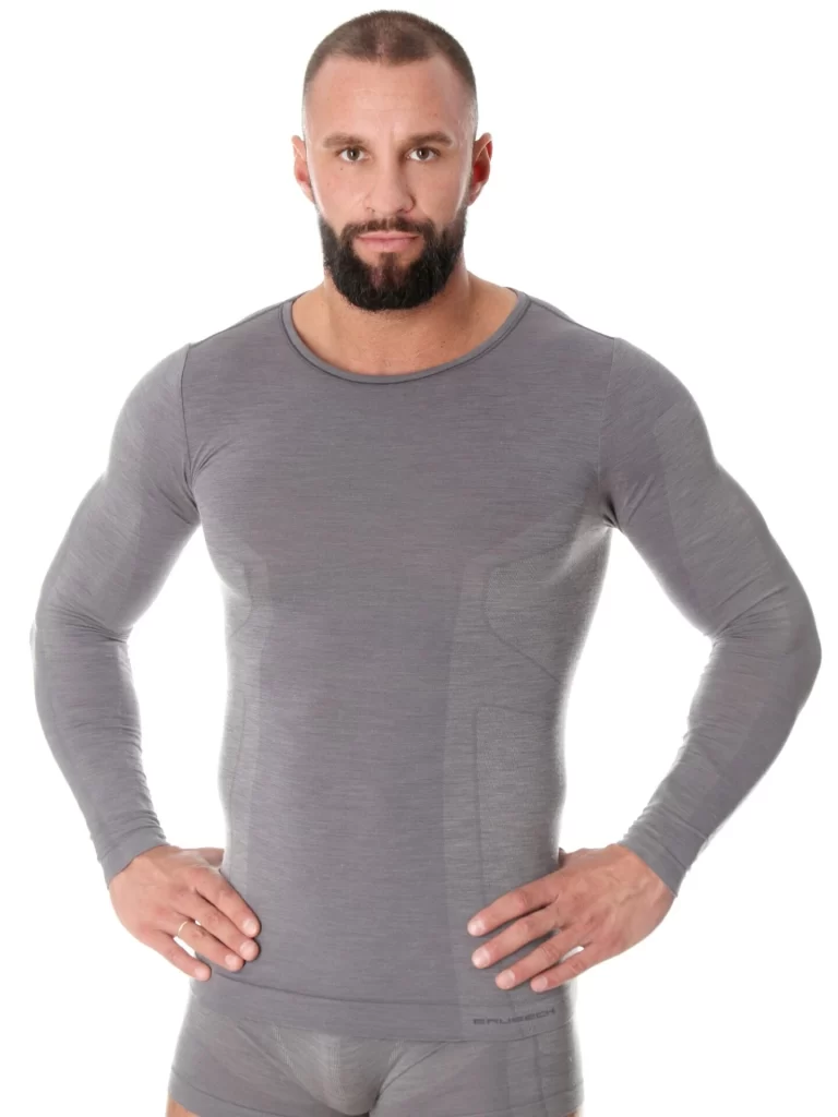 COMFORT WOOL Férfi hosszú ujjú gyapjú aláöltözet felső - Szürke