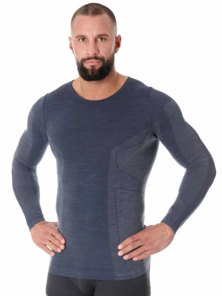 COMFORT WOOL Férfi hosszú ujjú gyapjú aláöltözet felső - Sötétkék