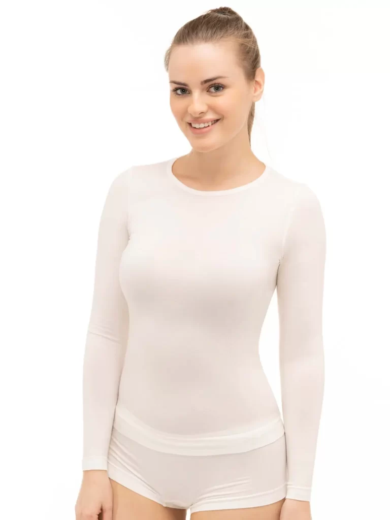 COMFORT WOOL Női hosszú ujjú gyapjú póló - Krém