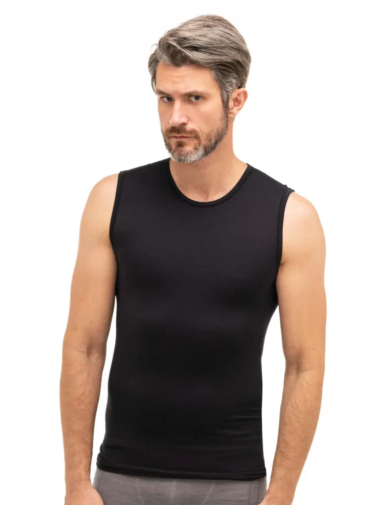 COMFORT WOOL Férfi gyapjú ujjatlan trikó - Fekete