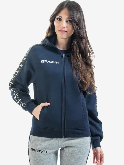 FELPA FULL ZIP BAND Uniszex cipzáras kapucnis pulóver - Sötétkék