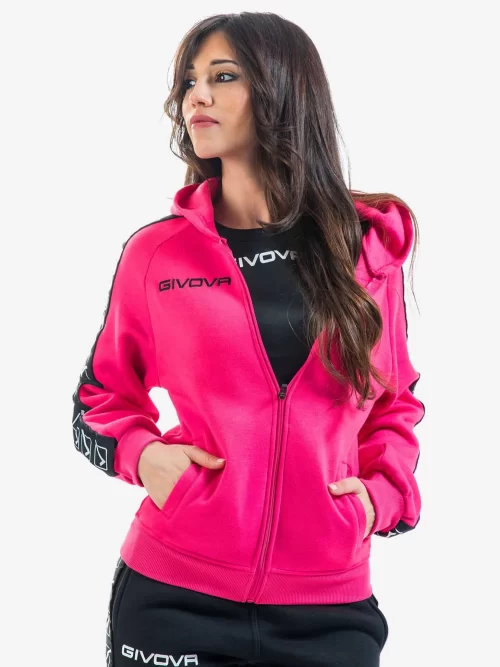 FELPA FULL ZIP BAND Uniszex cipzáras kapucnis pulóver - Pink