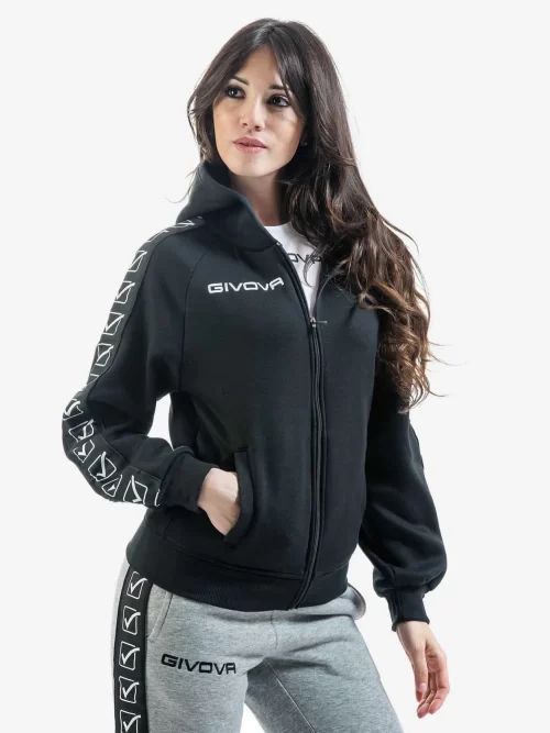 FELPA FULL ZIP BAND Uniszex cipzáras kapucnis pulóver - Fekete