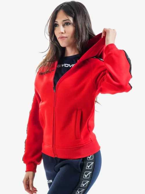 FELPA FULL ZIP BAND Uniszex cipzáras kapucnis pulóver - Piros