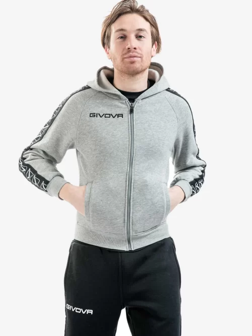 FELPA FULL ZIP BAND Uniszex cipzáras kapucnis pulóver - Szürke