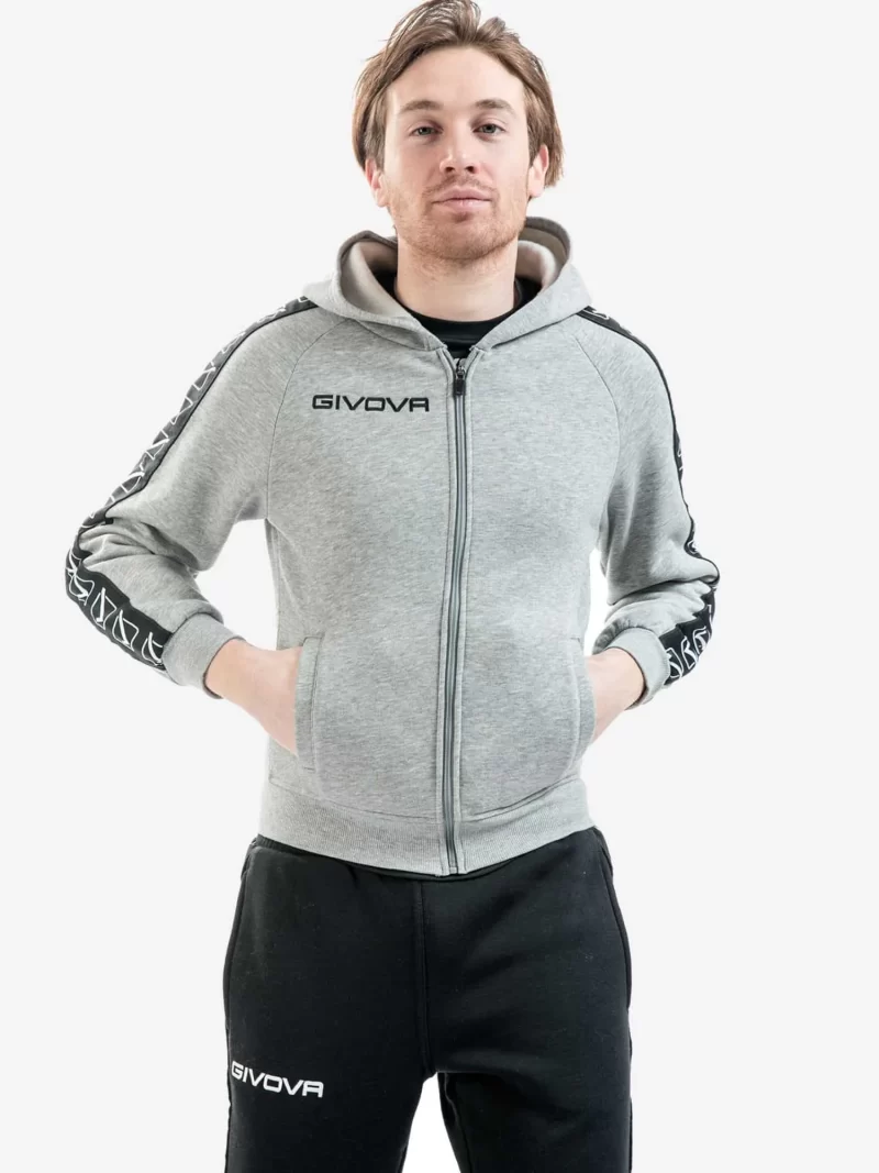 FELPA FULL ZIP BAND Uniszex cipzáras kapucnis pulóver - Szürke