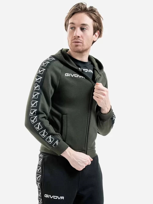 FELPA FULL ZIP BAND Uniszex cipzáras kapucnis pulóver - Zöld