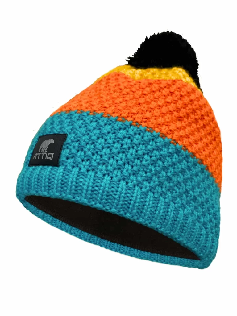 POLARTEC MOUNTAIN TRAIL Uniszex kötött téli sapka - Kék / Narancs