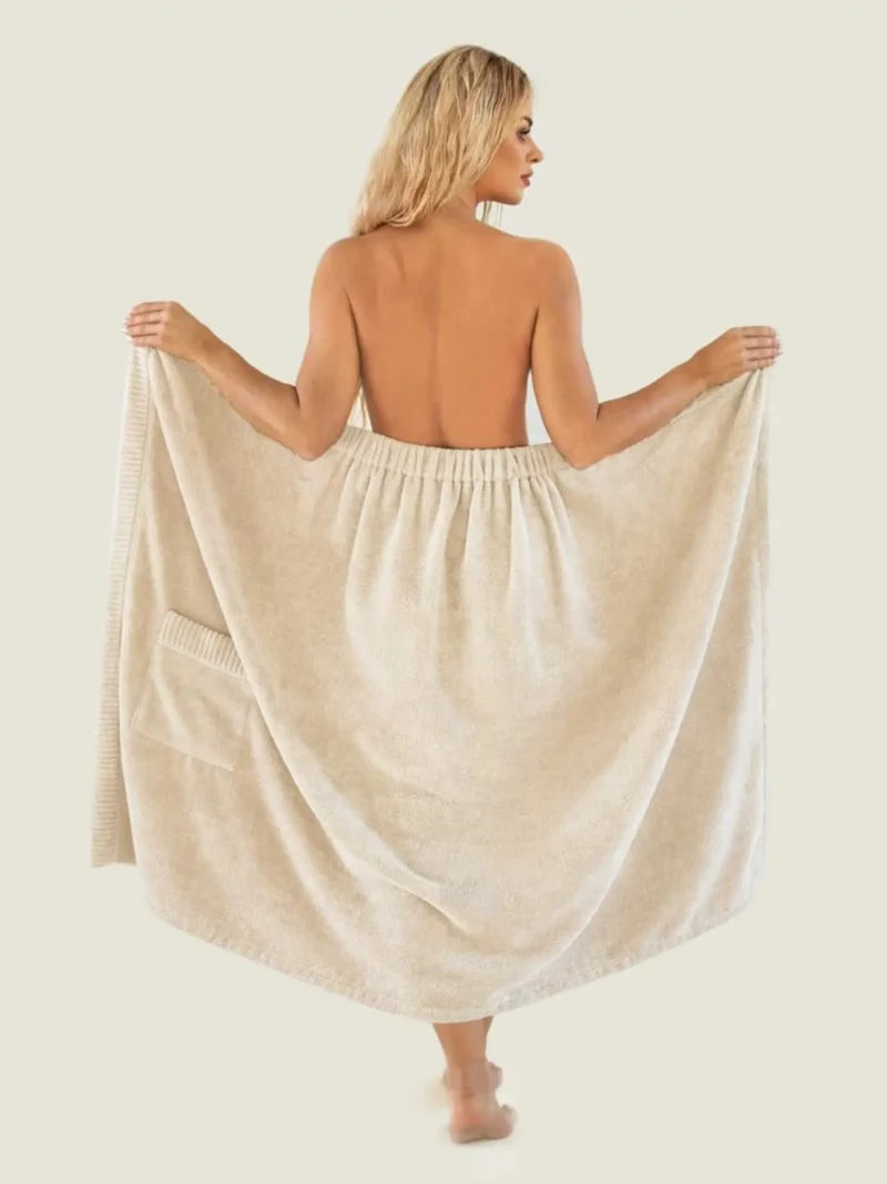 SAUNA Zsebes Pareo Szaunatörölköző (90cm x 140cm) - Bézs - Image 3