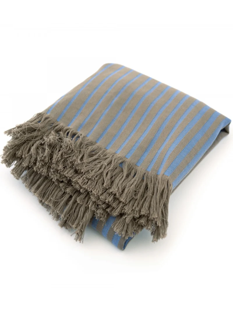 FOUTA Strandtörölköző (100cm×160cm) Pálmalevél mintás - Kék / Barna - Image 3