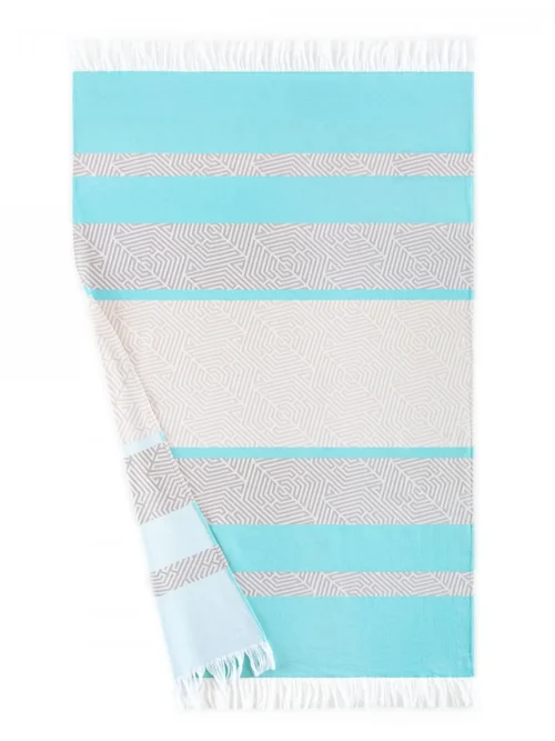 FOUTA Strandtörölköző (100cm×160cm) Pálmalevél - Türkiz