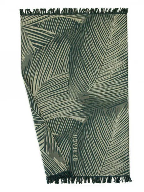 FOUTA Strandtörölköző (100cm×160cm) Pálmalevél mintás - Zöld