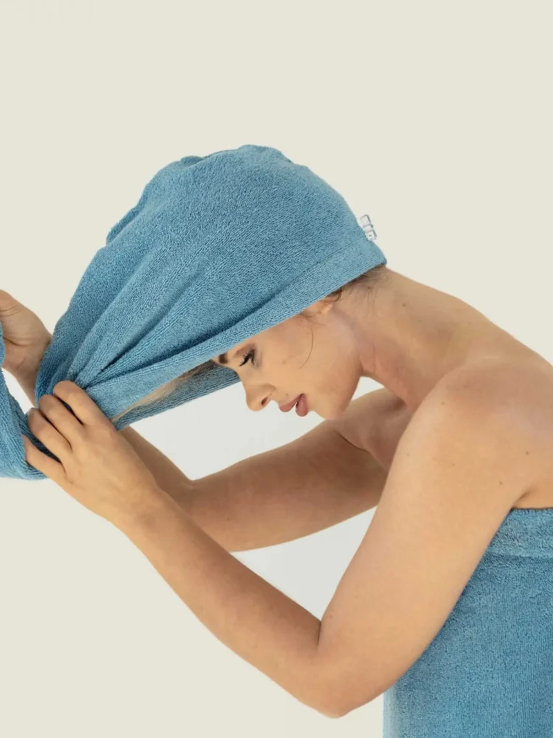 SAUNA Turbán Szaunatörölköző (70cm x 62cm) - Kék - Image 2