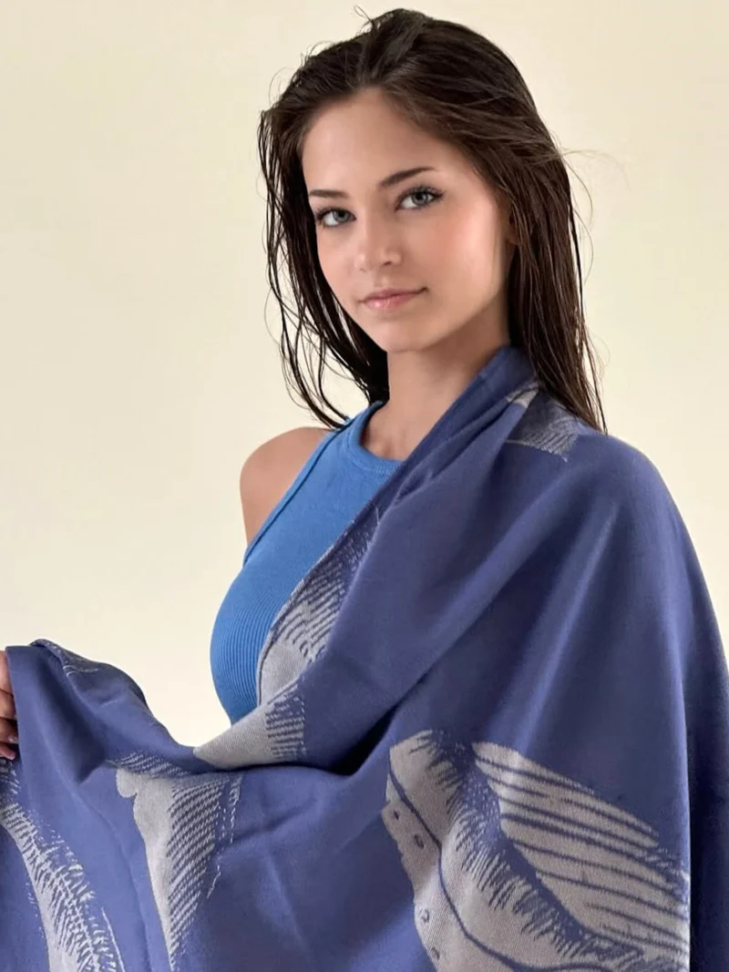 FOUTA Strandtörölköző (100cm×160cm) Halak - Kék - Image 2