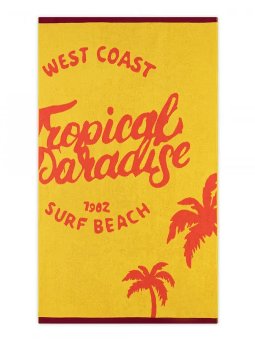TROPICAL Strandtörölköző (100cm x 160cm) - Sárga