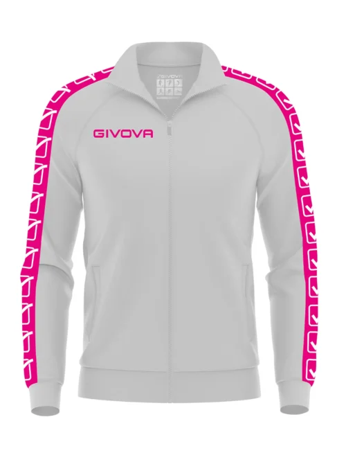 TRICOT BAND Uniszex melegítőfelső - Fehér / Rózsaszín csík - 2XL