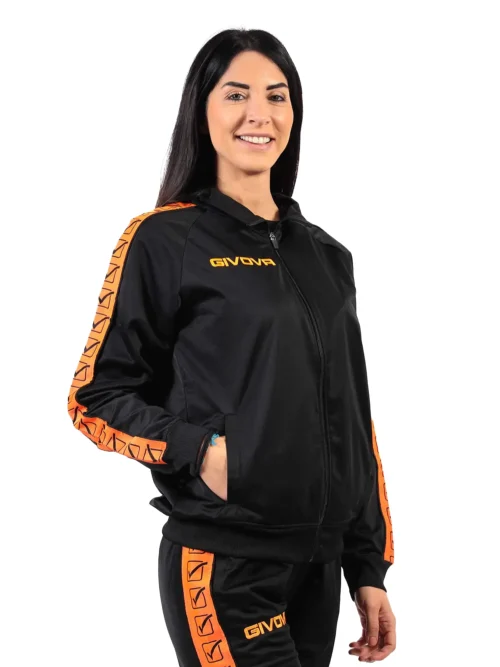TRICOT BAND Uniszex melegítőfelső - Fekete / Narancs csík