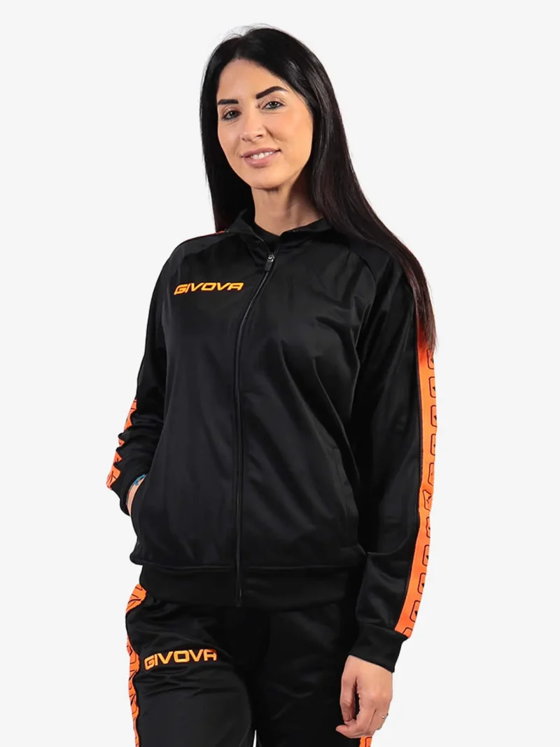 TRICOT BAND Uniszex melegítőfelső - Fekete / Narancs csík - Image 2
