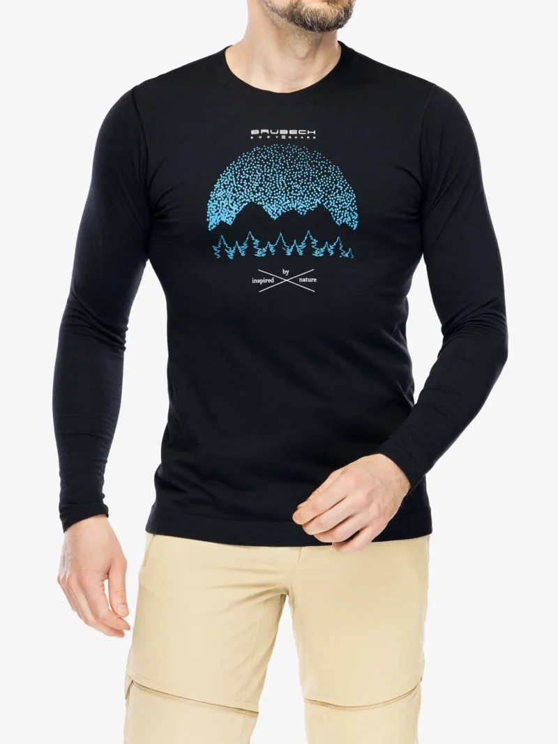 OUTDOOR WOOL PRO Férfi hosszú ujjú merinó túrapóló - Fekete / Kék - Image 5