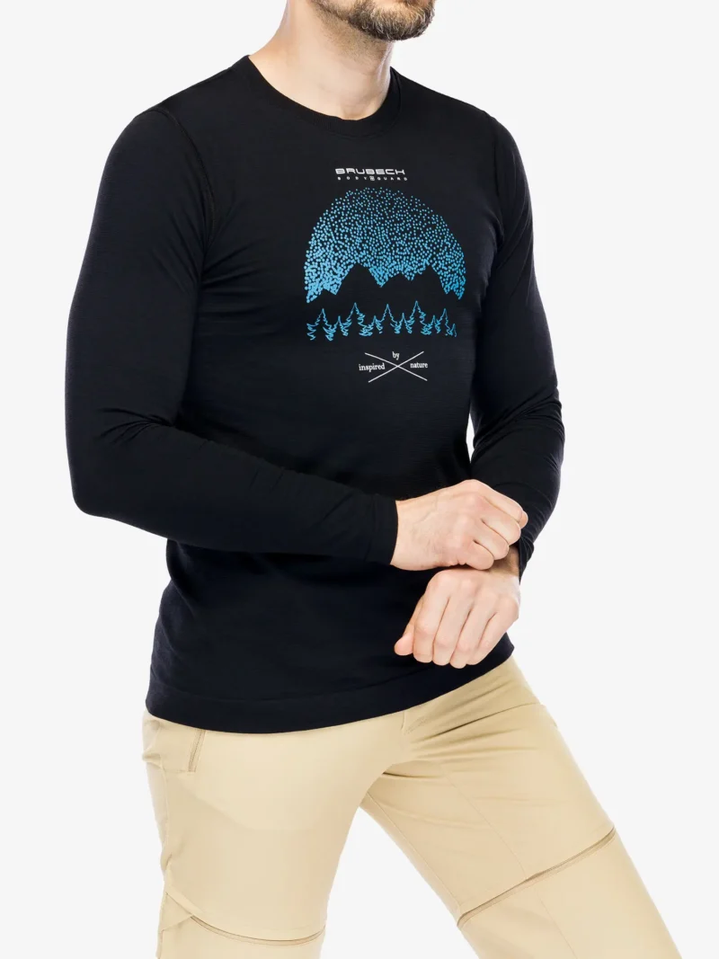 OUTDOOR WOOL PRO Férfi hosszú ujjú merinó túrapóló - Fekete / Kék - Image 7