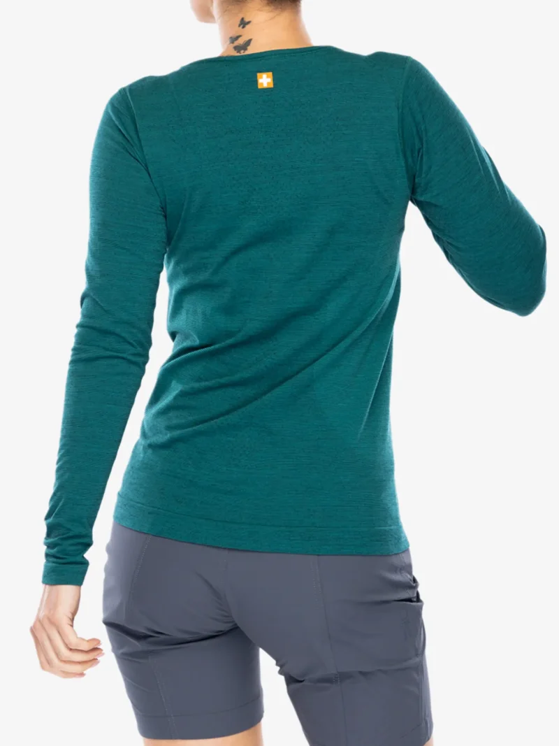 OUTDOOR WOOL PRO Női hosszú ujjú merinó túrapóló - Türkiz / Zöld - Image 6