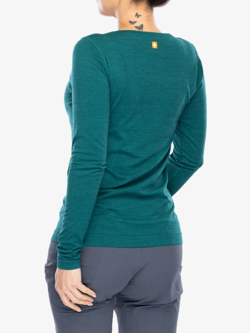 OUTDOOR WOOL PRO Női hosszú ujjú merinó túrapóló - Türkiz / Zöld - Image 8