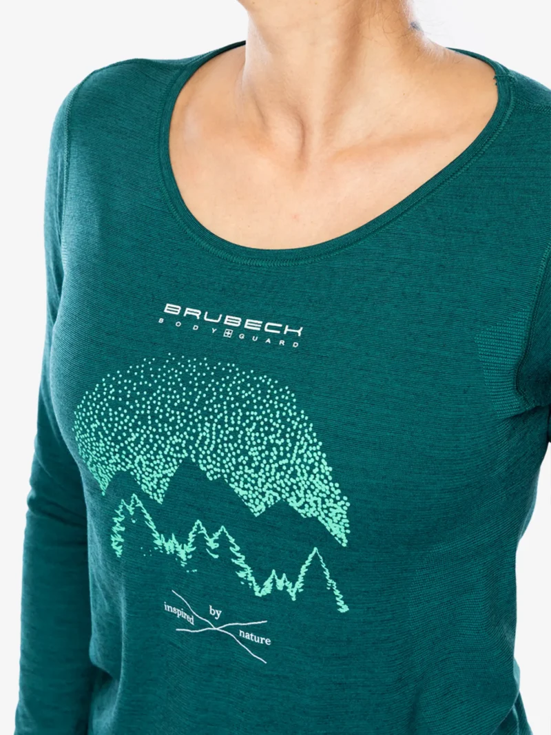 OUTDOOR WOOL PRO Női hosszú ujjú merinó túrapóló - Türkiz / Zöld - Image 9