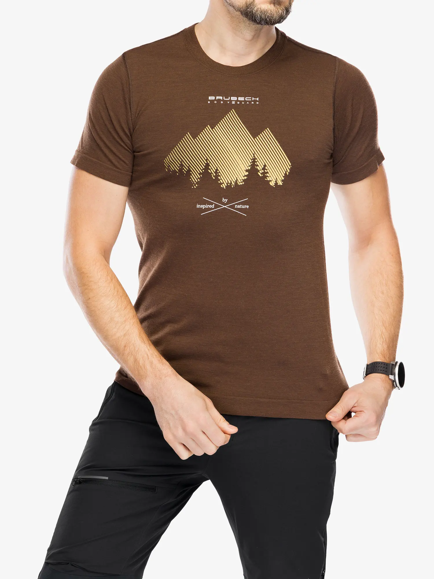 OUTDOOR WOOL PRO Férfi rövid ujjú merinó túrapóló – Barna / Sárga 8 OUTDOOR WOOL PRO Férfi rövid ujjú merinó túrapóló - Barna / Sárga - Image 5