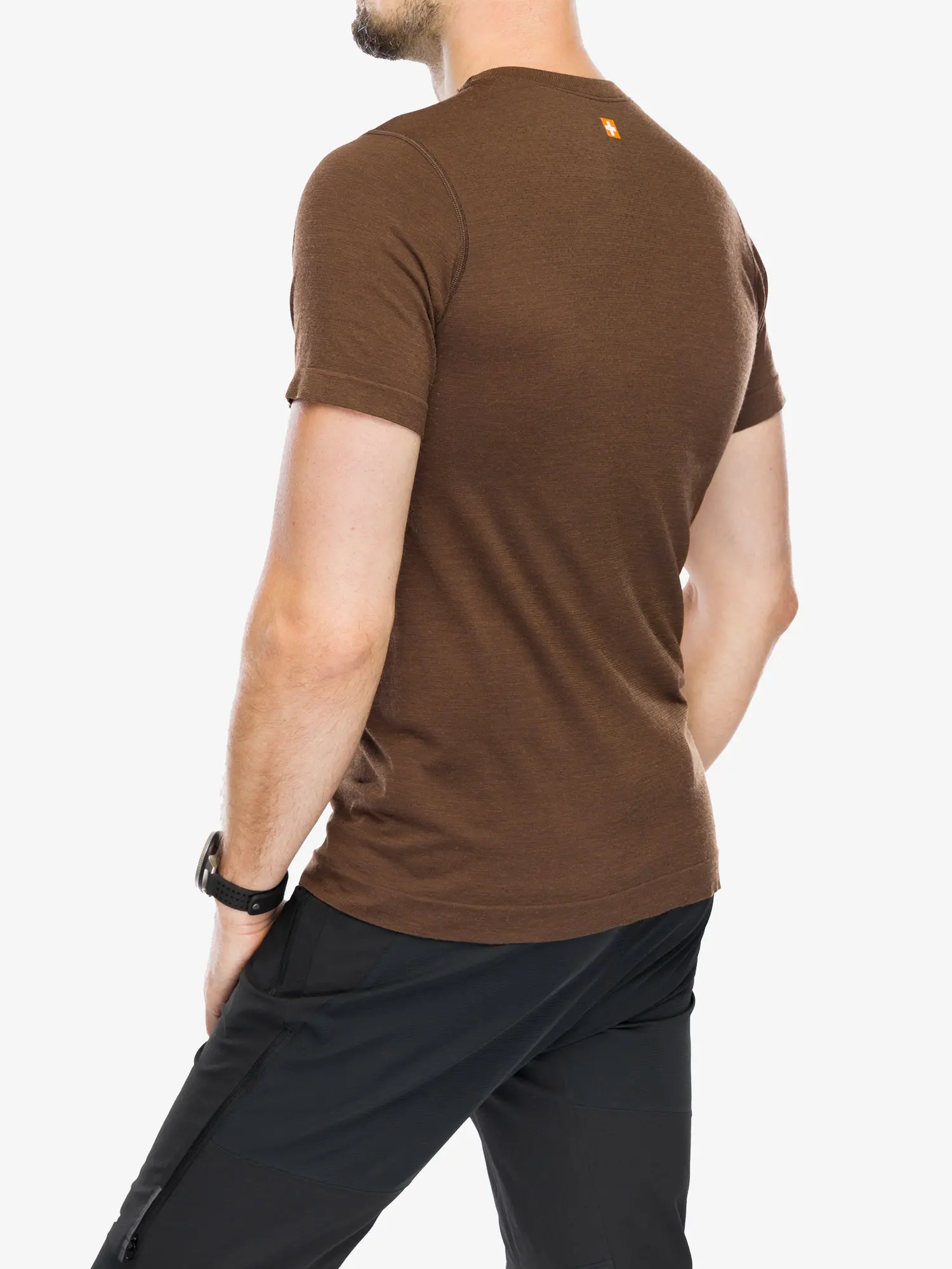 OUTDOOR WOOL PRO Férfi rövid ujjú merinó túrapóló – Barna / Sárga 11 OUTDOOR WOOL PRO Férfi rövid ujjú merinó túrapóló - Barna / Sárga - Image 8
