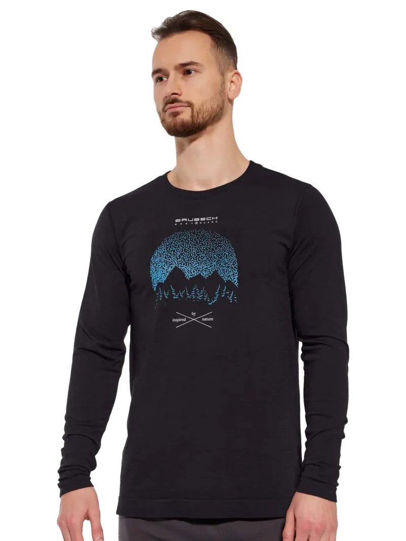 OUTDOOR WOOL PRO Férfi hosszú ujjú merinó túrapóló - Fekete / Kék