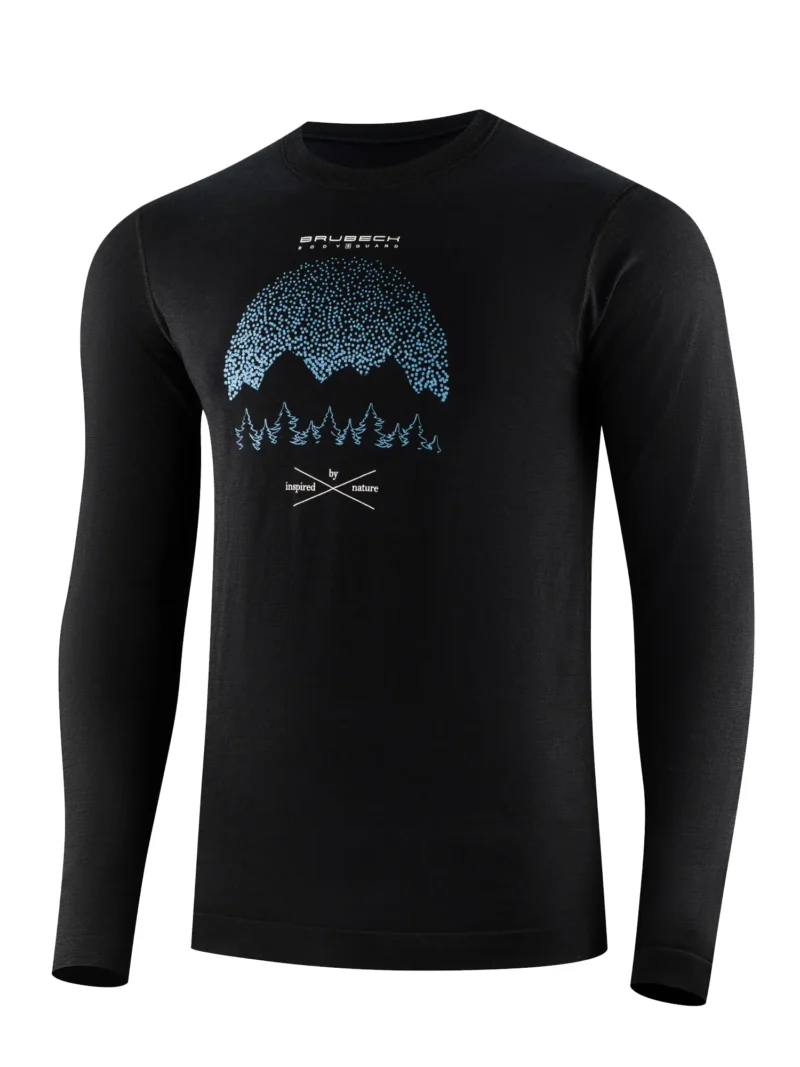 OUTDOOR WOOL PRO Férfi hosszú ujjú merinó túrapóló - Fekete / Kék - Image 3