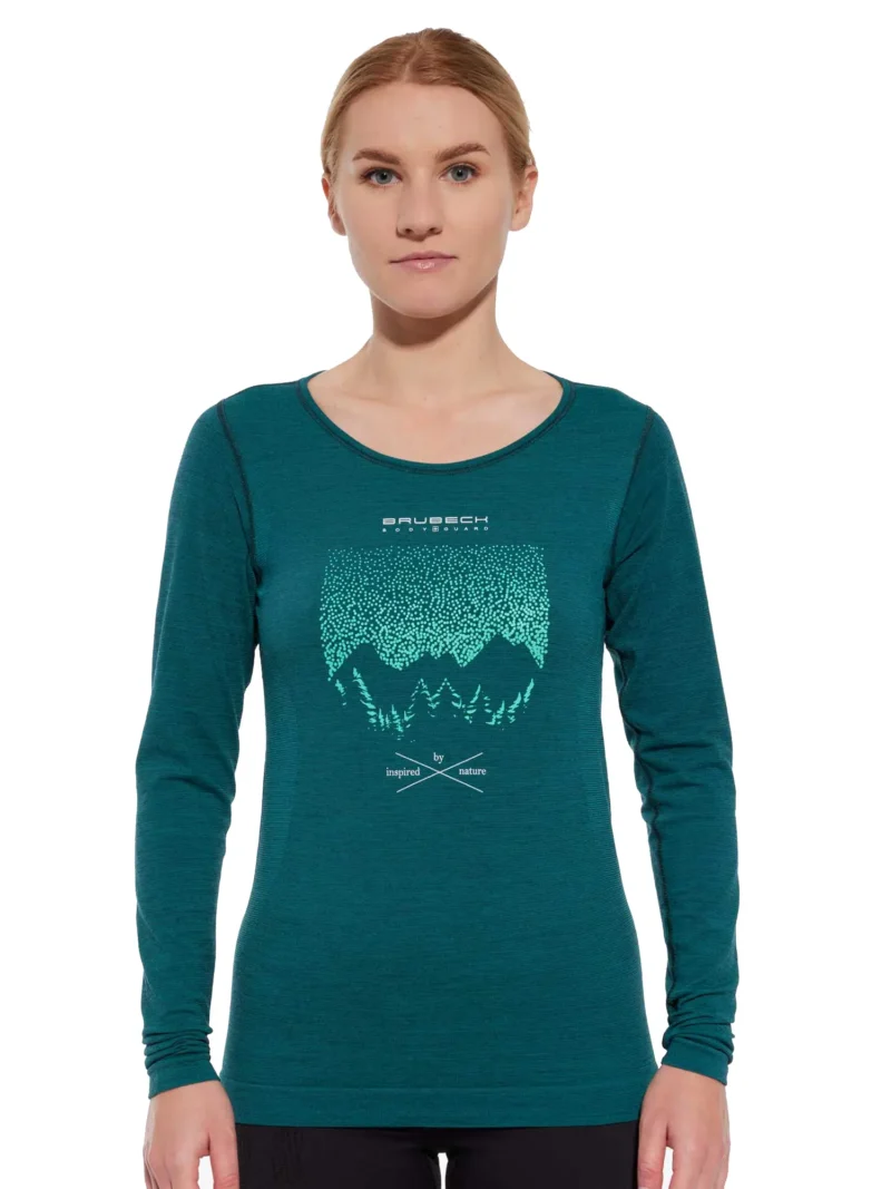 OUTDOOR WOOL PRO Női hosszú ujjú merinó túrapóló - Türkiz / Zöld