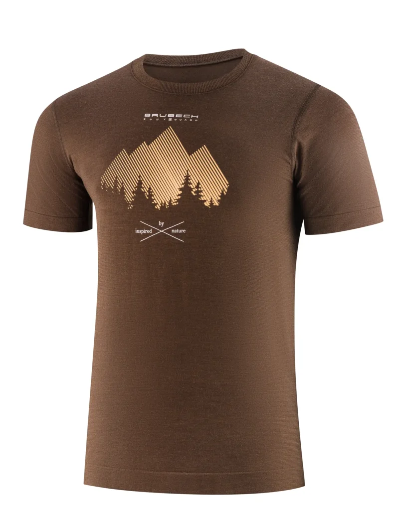 OUTDOOR WOOL PRO Férfi rövid ujjú merinó túrapóló - Barna / Sárga - Image 3