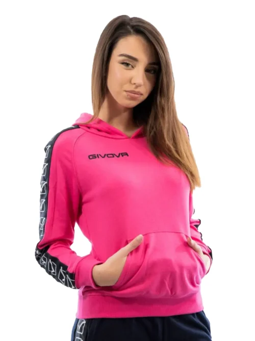 TERRY BAND Uniszex belebújós kapucnis pulóver - Pink