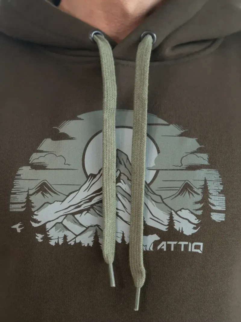 CORE Férfi kapucnis belebújós pamut pulóver - Khaki - Image 3