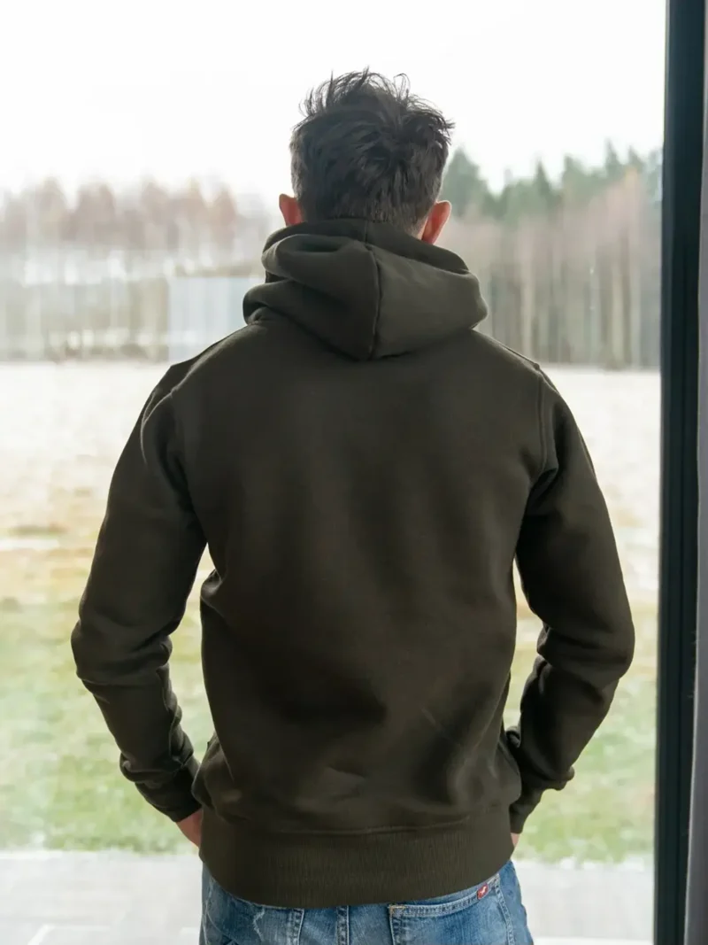CORE Férfi kapucnis belebújós pamut pulóver - Khaki - Image 7