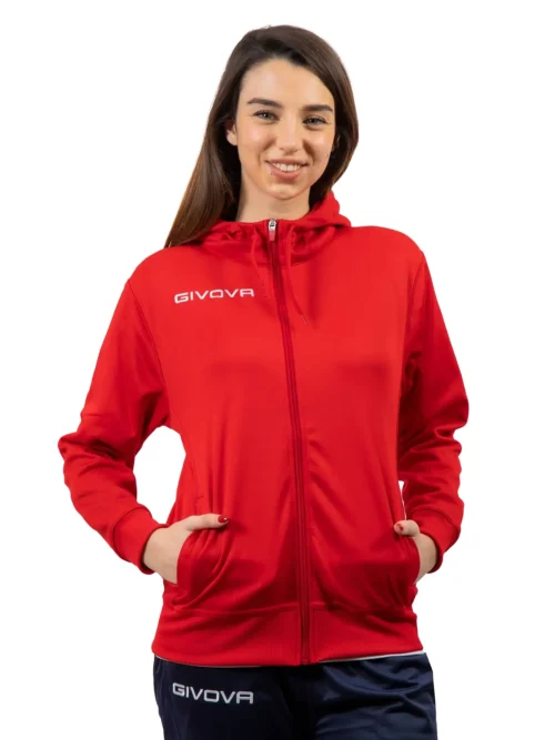 FELPA 500 POLARFLEECE Uniszex kapucnis, cipzáras polár sportpulóver - Piros