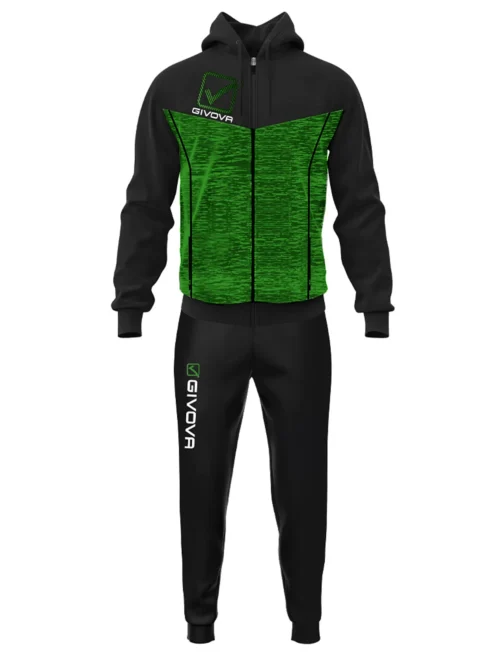 VISA MELANGE POLARFLEECE Uniszex polár melegítő szett - Fekete / Zöld