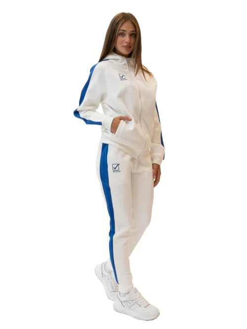 TUTA GALLERY Uniszex pamut melegítő szett - Törtfehér / Kék