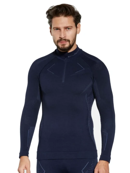 EXTREME MERINO Férfi merinó gyapjú cipzáras aláöltözet felső - Sötétkék