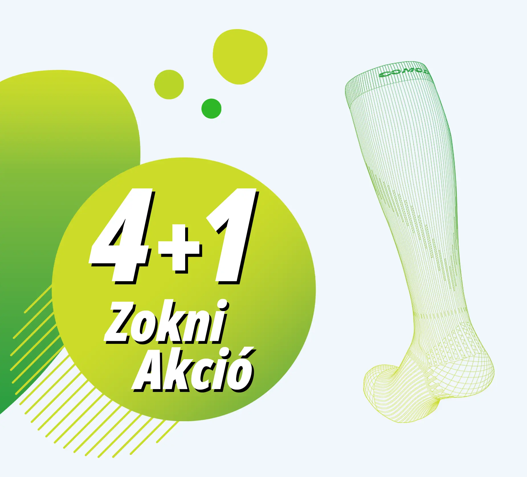4+1 akció banner. Vásárolj 5 zokni, és az egyikt ajándékba kapod!