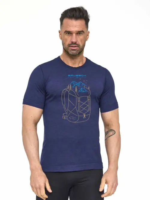 OUTDOOR WOOL PRO Férfi rövid ujjú merinó gyapjú túrapóló - Sötétkék