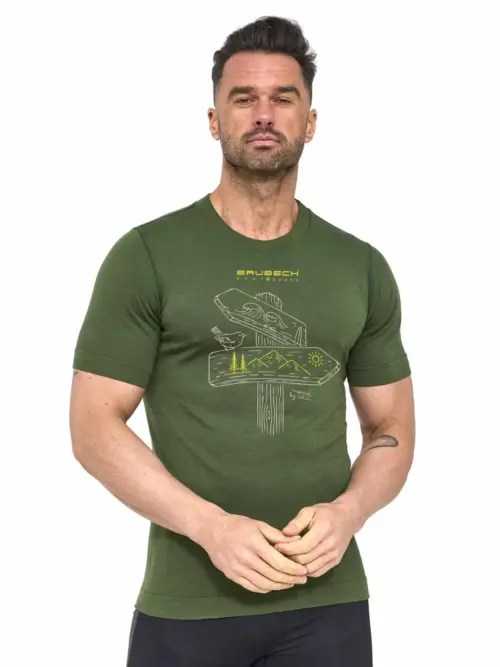 OUTDOOR WOOL PRO Férfi rövid ujjú merinó gyapjú túrapóló - Zöld