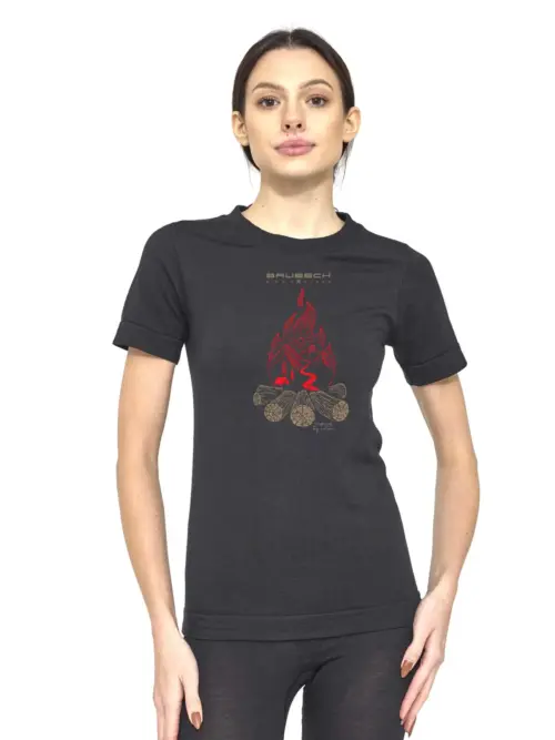 OUTDOOR WOOL PRO Női rövid ujjú merinó gyapjú túrapóló - Fekete