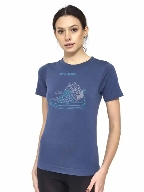 OUTDOOR WOOL PRO Női rövid ujjú merinó gyapjú túrapóló - Kék