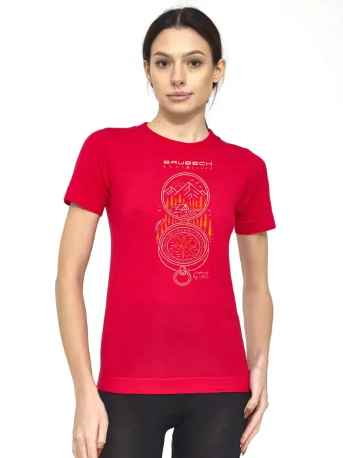 OUTDOOR WOOL PRO Női rövid ujjú merinó gyapjú túrapóló - Málna