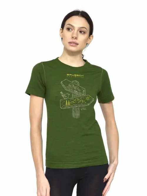 OUTDOOR WOOL PRO Női rövid ujjú merinó gyapjú túrapóló - Zöld