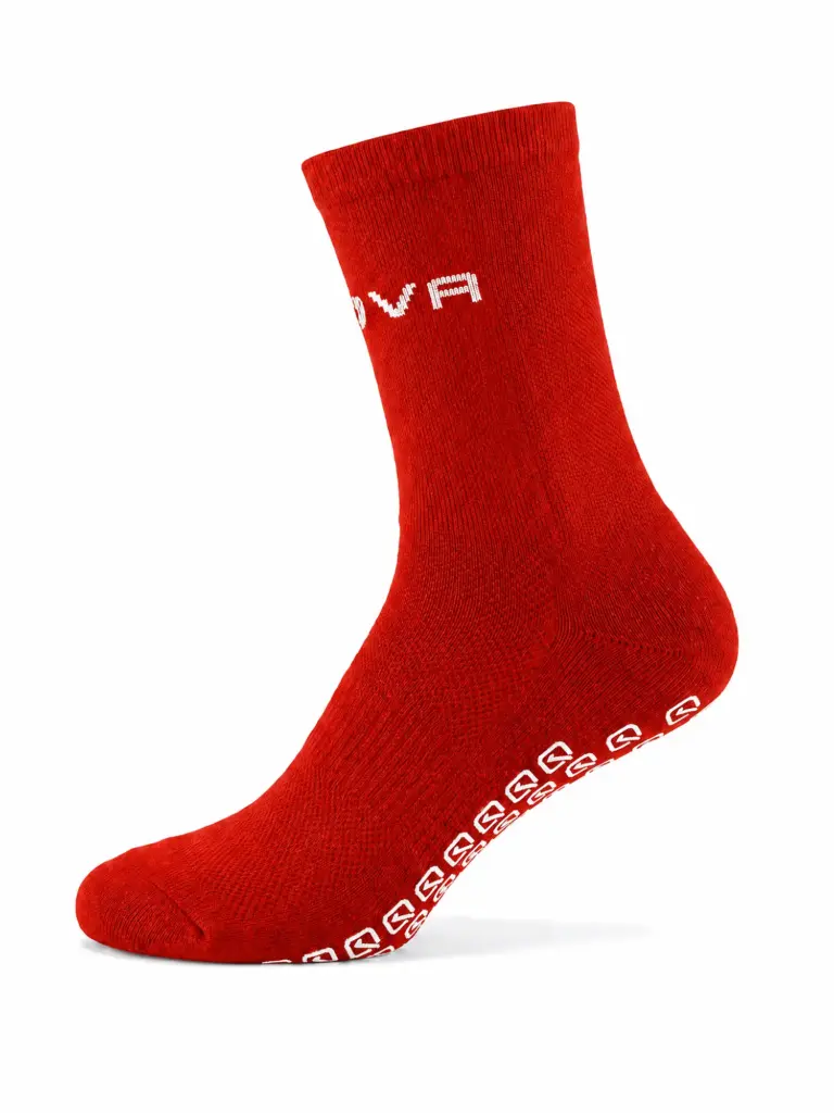 Givova CALZA SUPER GRIP piros grip zokni oldalnézetből, kényelmes és tartós anyagösszetétellel.