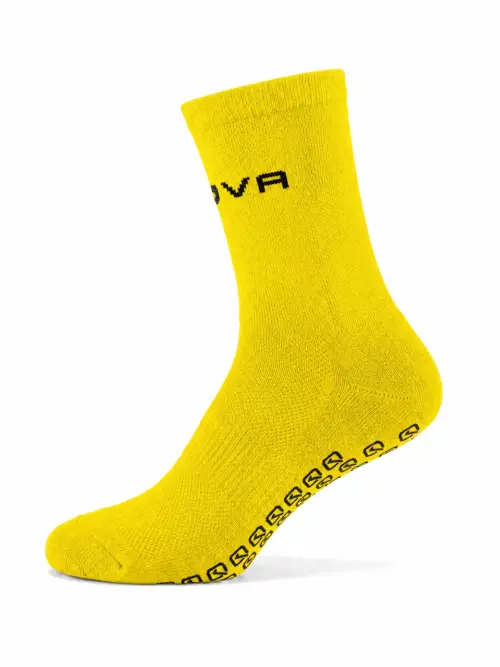 Givova CALZA SUPER GRIP sárga sportzokni oldalnézetből, rugalmas kialakítással és komfortos viselettel.